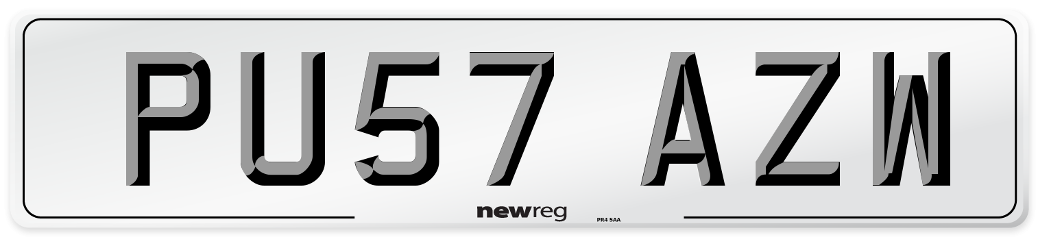 PU57 AZW Number Plate from New Reg